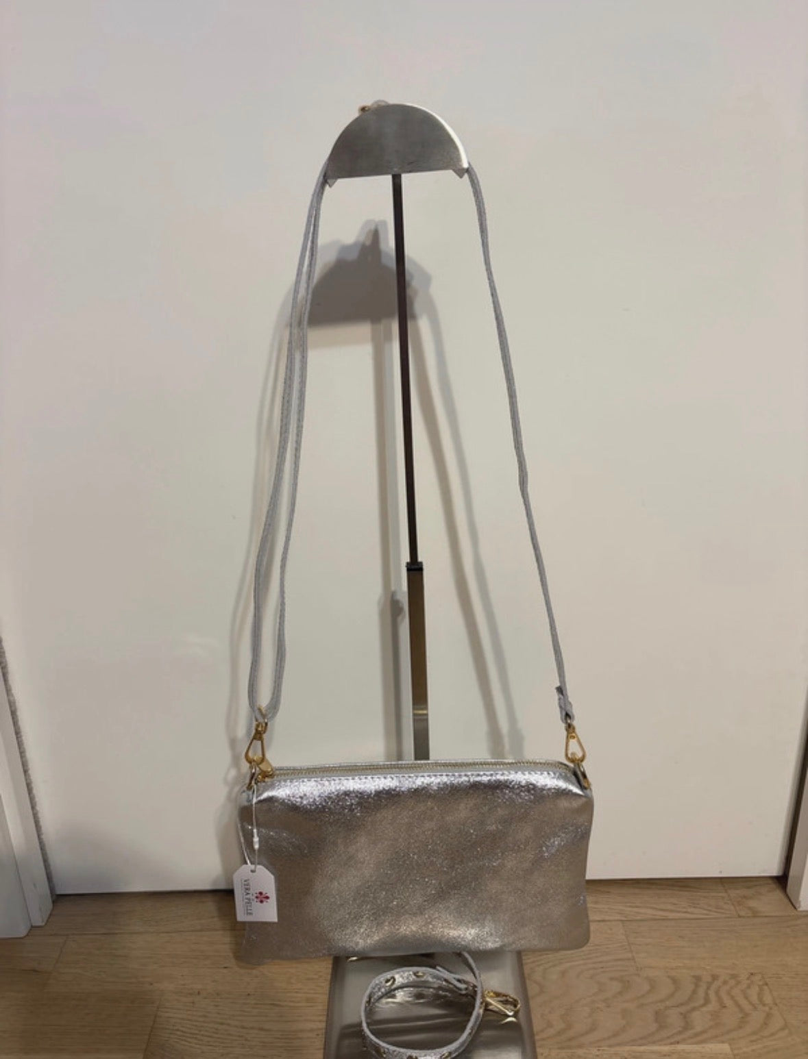 Borsa 'Selly' in Vera Pelle Argentata