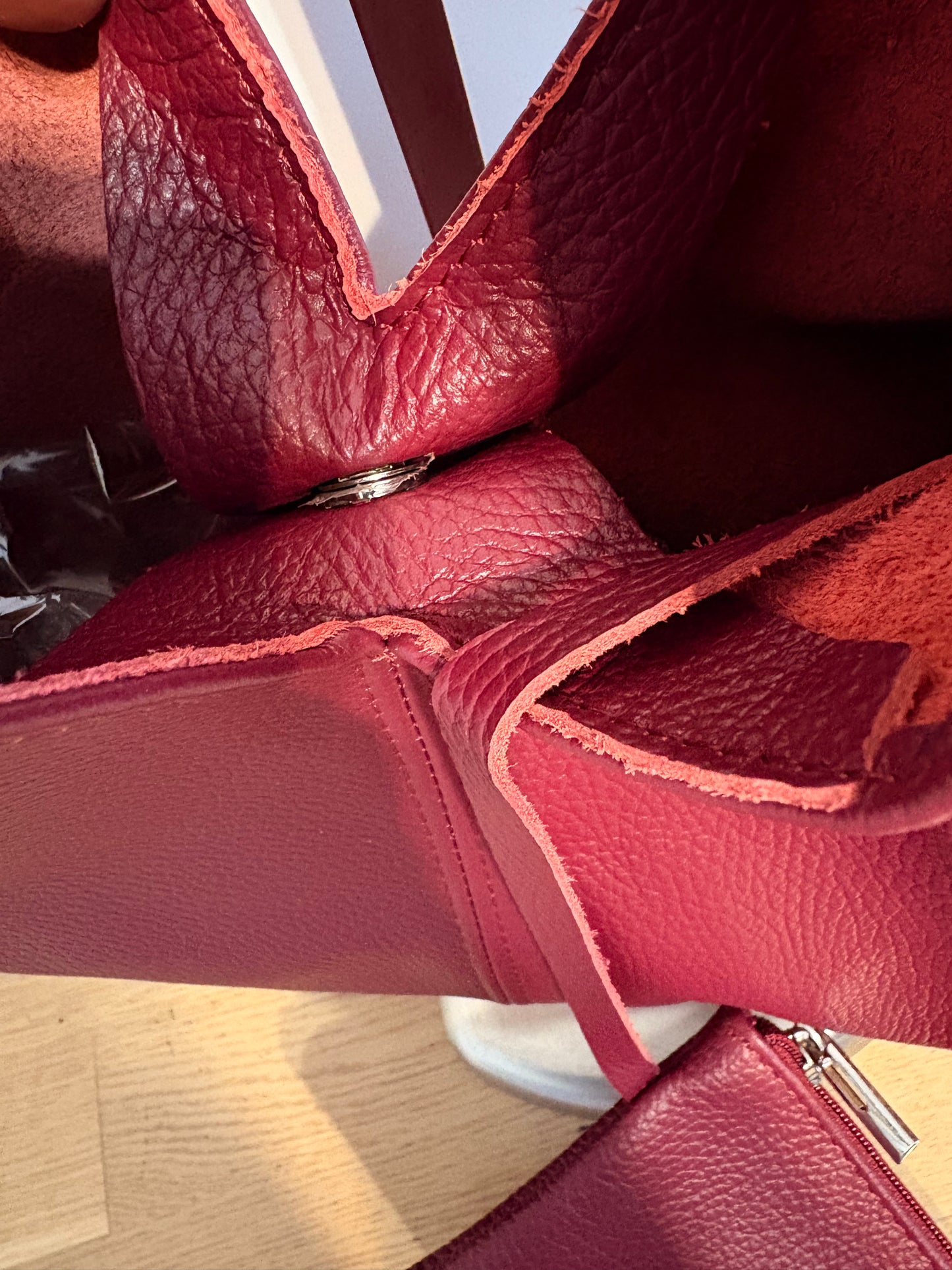 Borsa Hobo 'Vu' Bordeaux in Vera Pelle