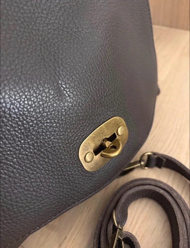 Borsa ‘laPostina’ in Vera Pelle Marrone PICCOLA