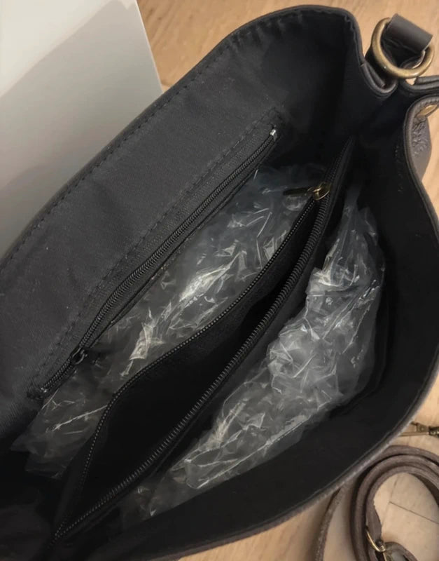 Borsa ‘laPostina’ in Vera Pelle Marrone PICCOLA