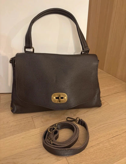 Borsa ‘laPostina’ in Vera Pelle Marrone PICCOLA
