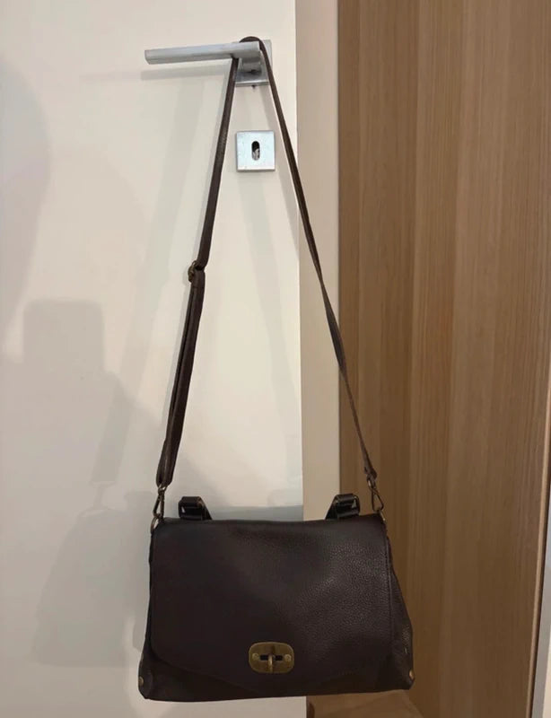 Borsa ‘laPostina’ in Vera Pelle Marrone PICCOLA