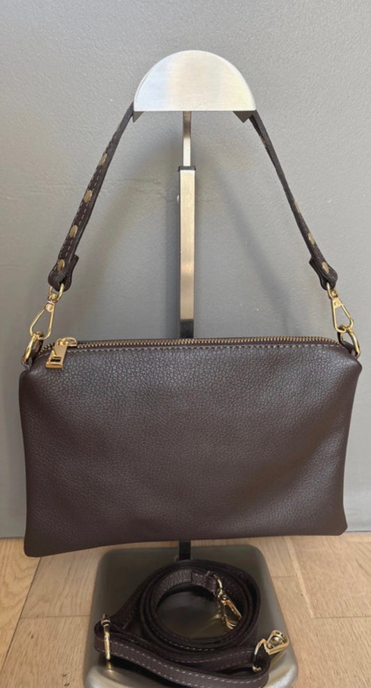 Borsa 'Selly' in Vera Pelle Marrone