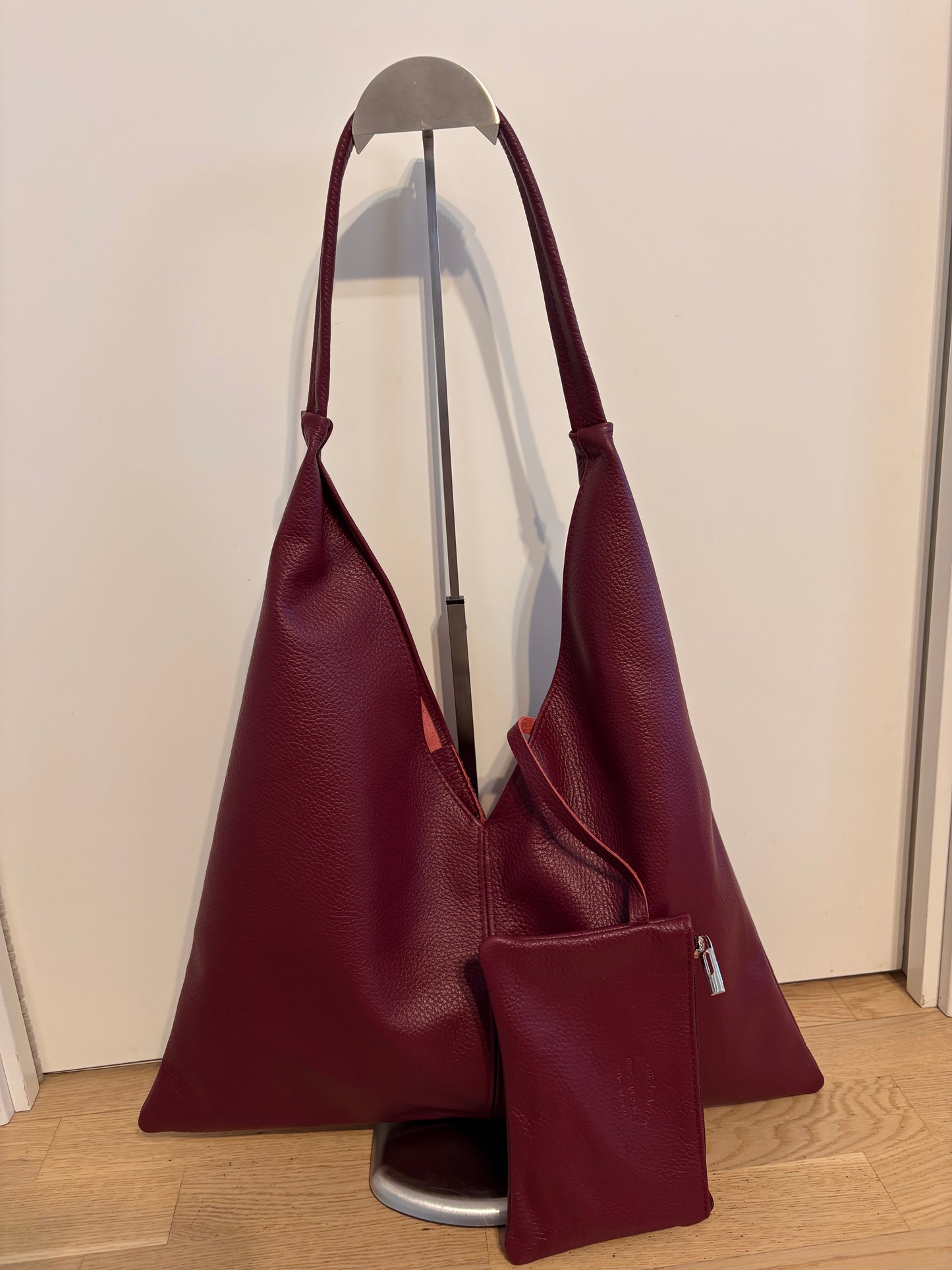 Borsa Hobo 'Vu' Bordeaux in Vera Pelle