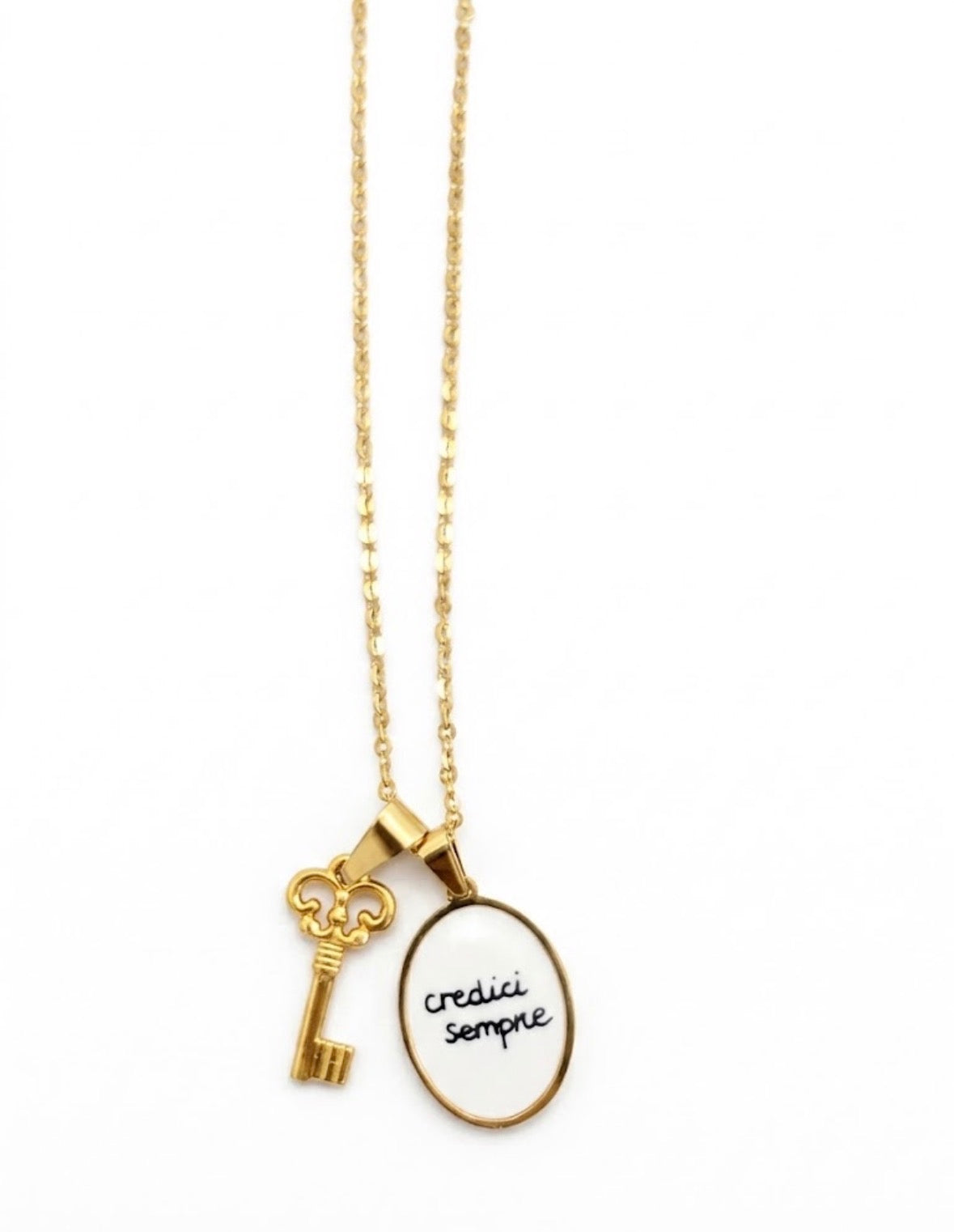 Collana Charm Chiave & Frase – "Credici sempre"