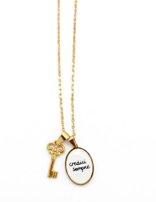 Collana Charm Chiave & Frase – "Credici sempre"