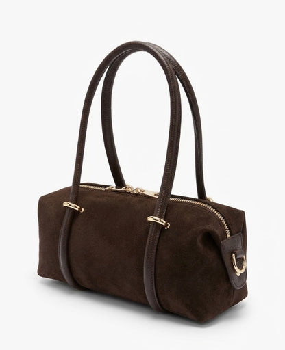 Borsa Bauletto in Vera Pelle Scamosciata – Testa di Moro