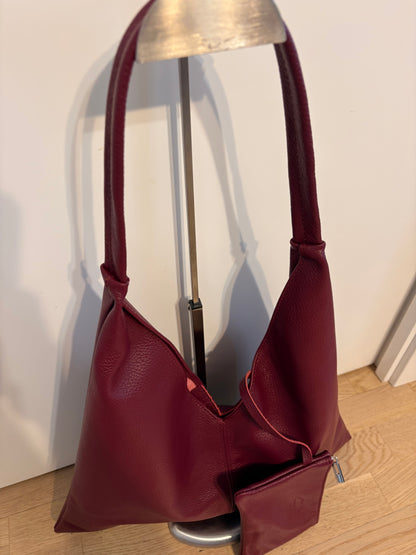 Borsa Hobo 'Vu' Bordeaux in Vera Pelle