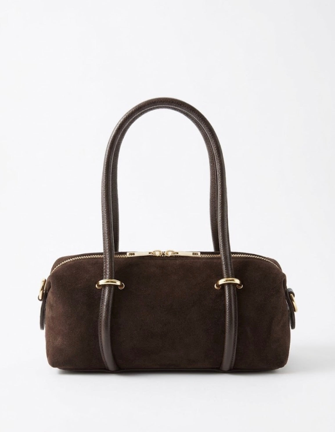 Borsa Bauletto in Vera Pelle Scamosciata – Testa di Moro