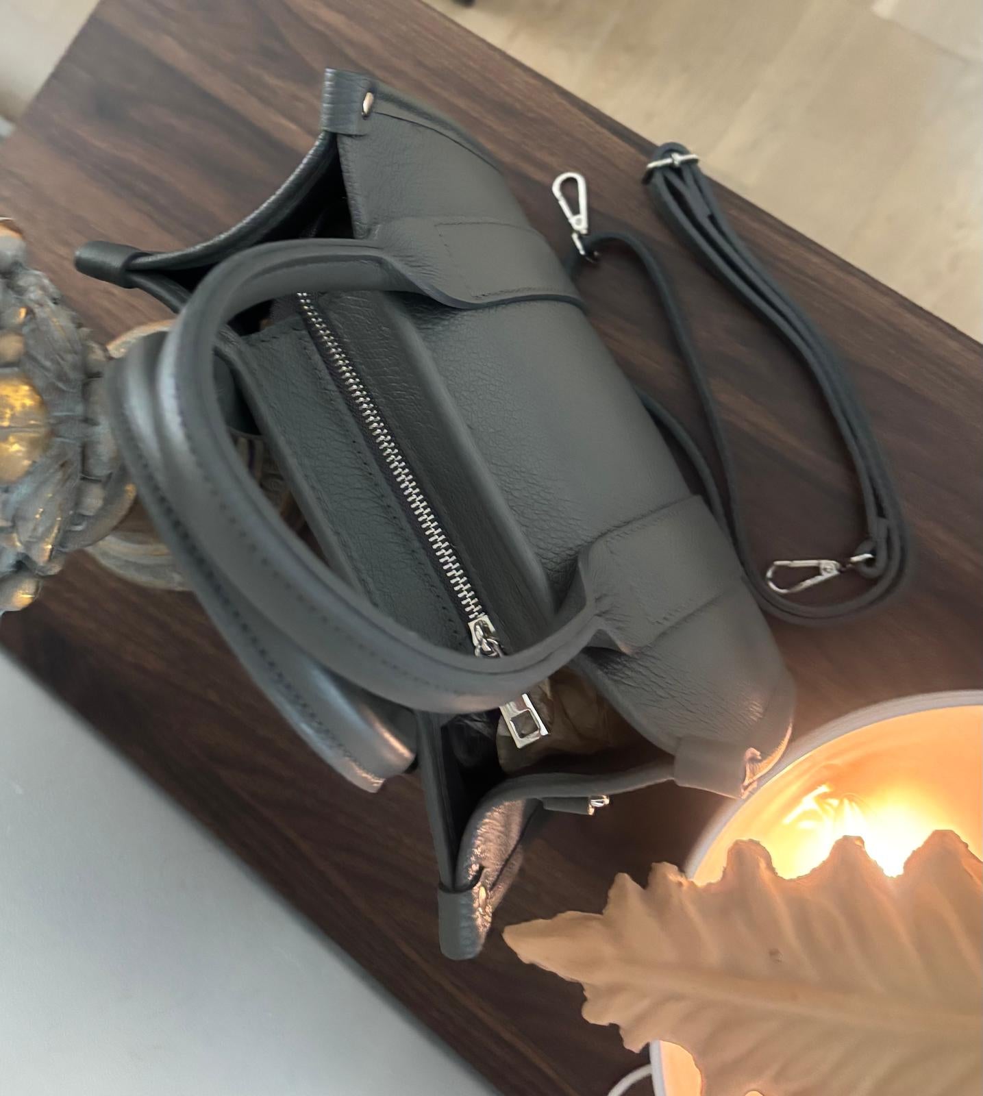 Borsa ‘Paris’ in Vera Pelle Grigio