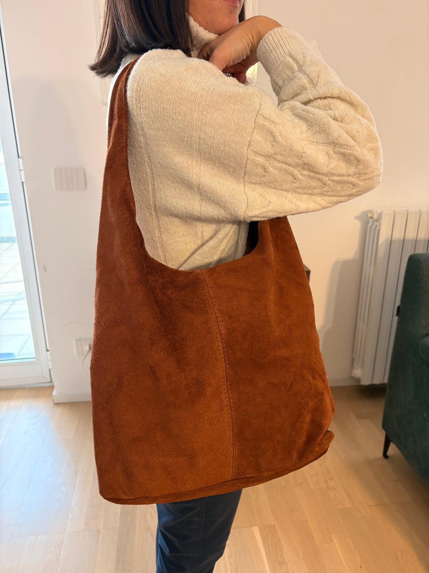 Borsa ‘Luna’ in Vera Pelle Camoscio