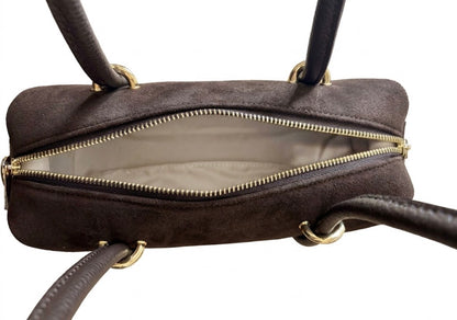 Borsa Bauletto in Vera Pelle Scamosciata – Testa di Moro