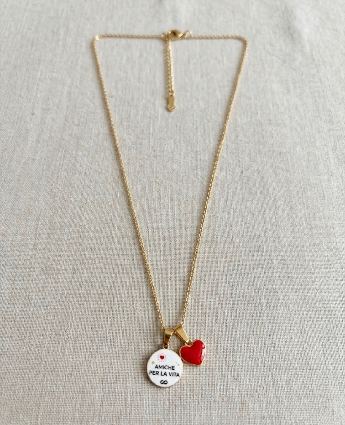 Collana "Amiche per la Vita" con Ciondolo Cuore e Scritta