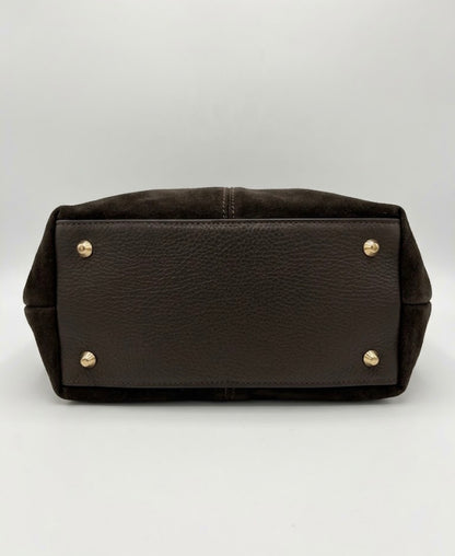 Borsa Hobo in Pelle Scamosciata – Marrone Scuro / Testa di Moro