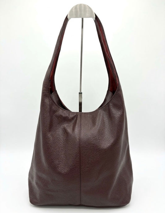 Borsa a Spalla in Pelle Granata Bordeaux vino