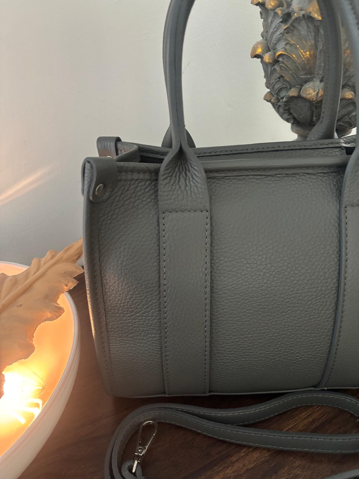 Borsa ‘Paris’ in Vera Pelle Grigio