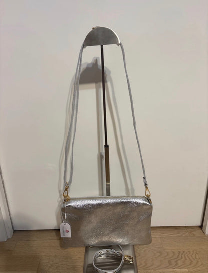Borsa 'Selly' in Vera Pelle Argentata