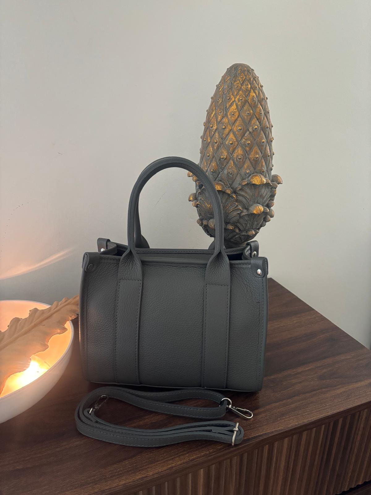 Borsa ‘Paris’ in Vera Pelle Grigio