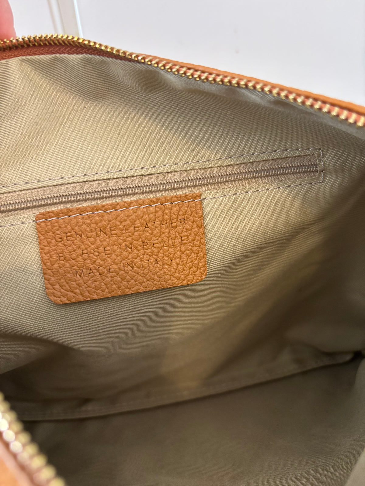 Borsa a spalla/tracolla in vera pelle cuoio / cammello