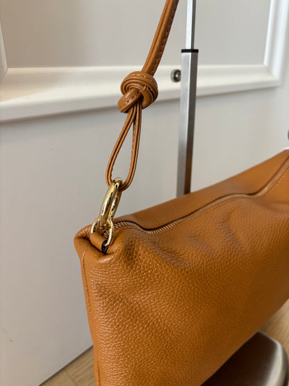 Borsa a spalla/tracolla in vera pelle cuoio / cammello