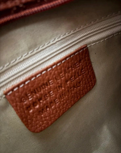 Borsa a mano e tracolla in pelle cuoio con frange - Stile Boho Chic