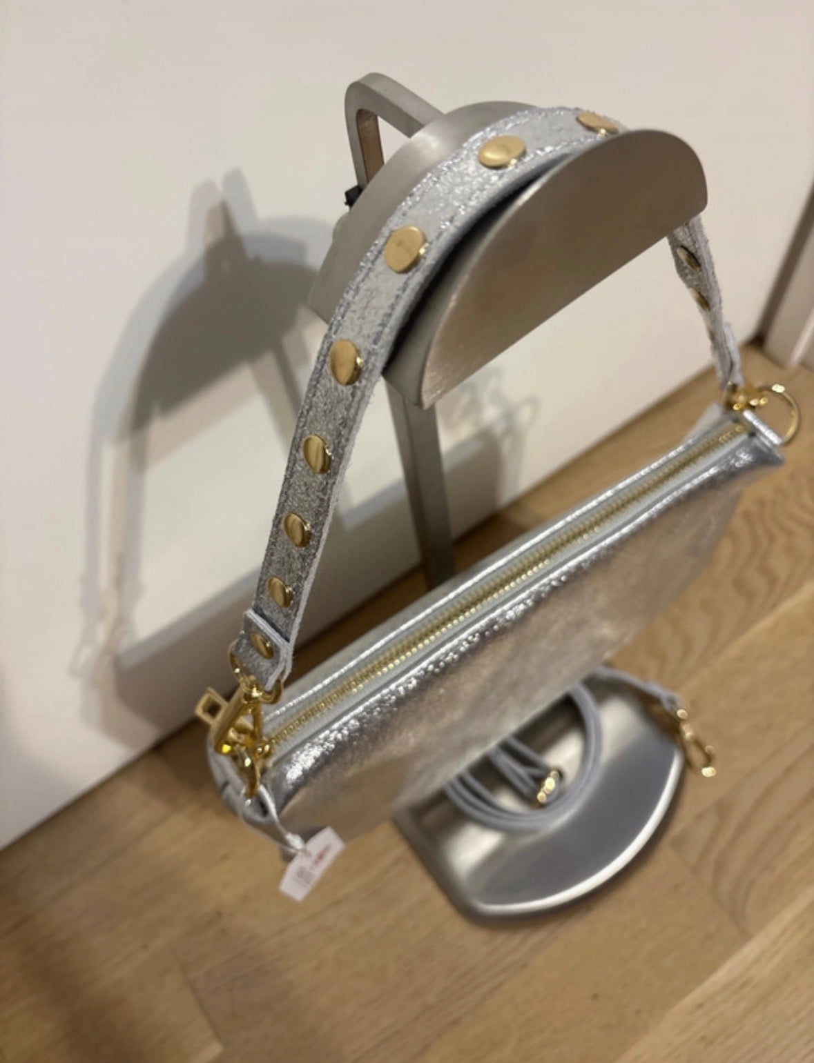 Borsa 'Selly' in Vera Pelle Argentata