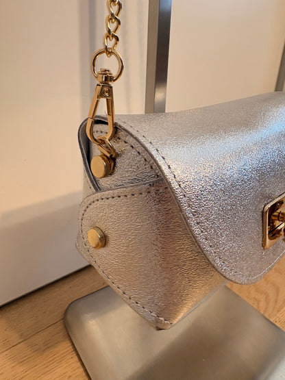 Borsa 'Gioia' Argento in Vera Pelle