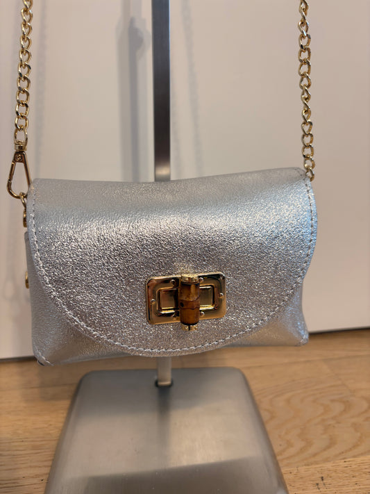 Borsa 'Gioia' Argento in Vera Pelle