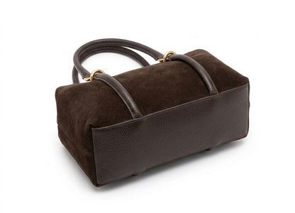 Borsa Bauletto in Vera Pelle Scamosciata – Testa di Moro
