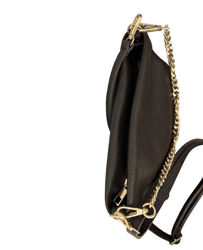 Borsa a Tracolla in Vera Pelle Pebble marrone testa moro