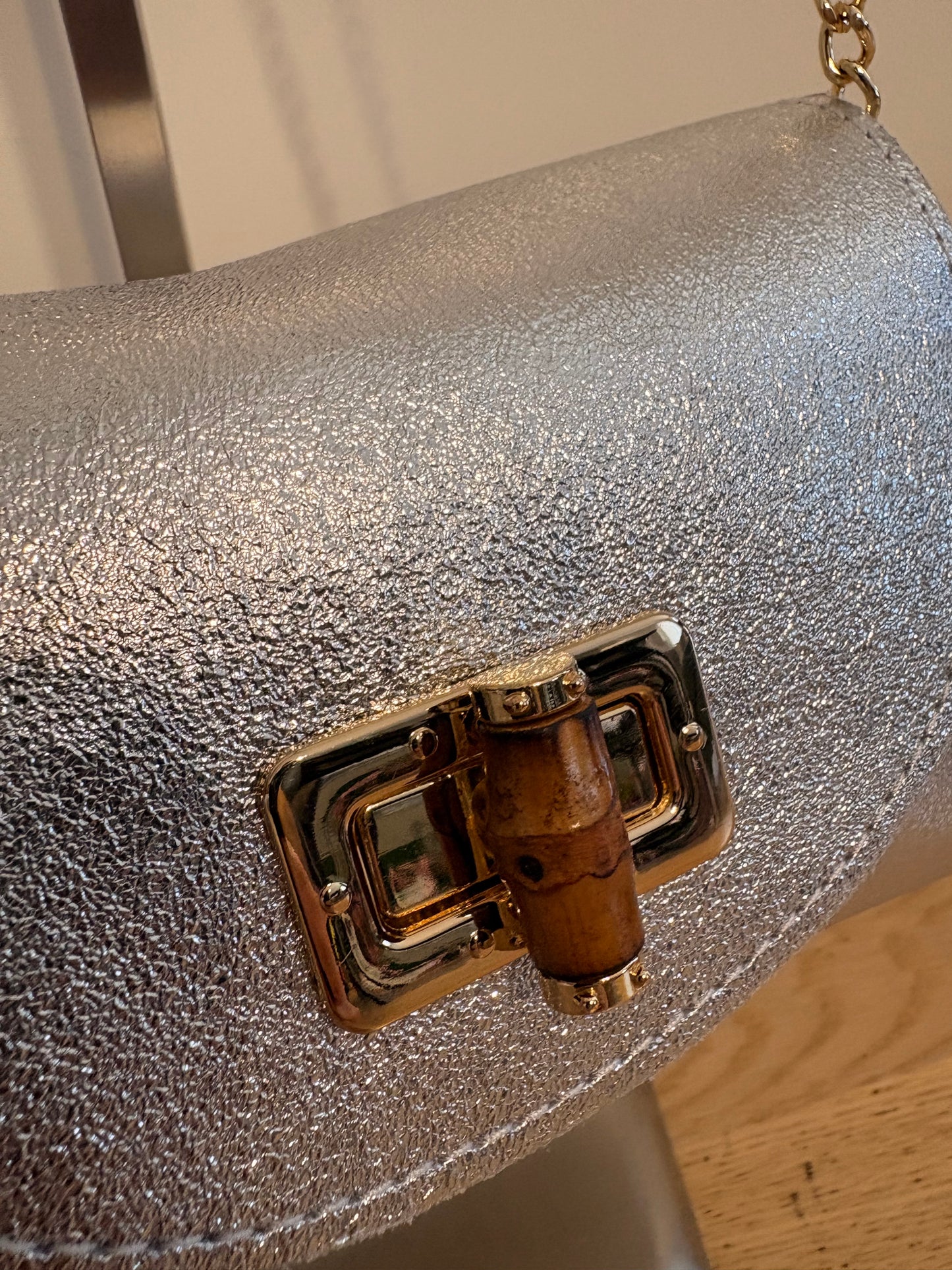 Borsa 'Gioia' Argento in Vera Pelle