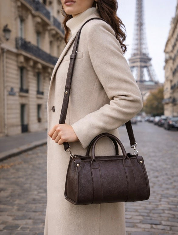 Borsa ‘Paris’ in Vera Pelle Marrone