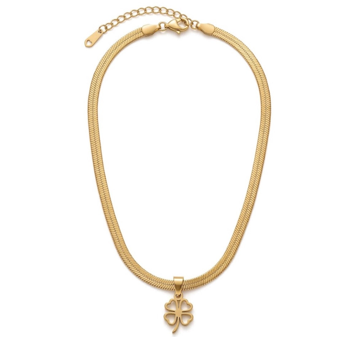 Collana dorata con Ciondolo Quadrifoglio